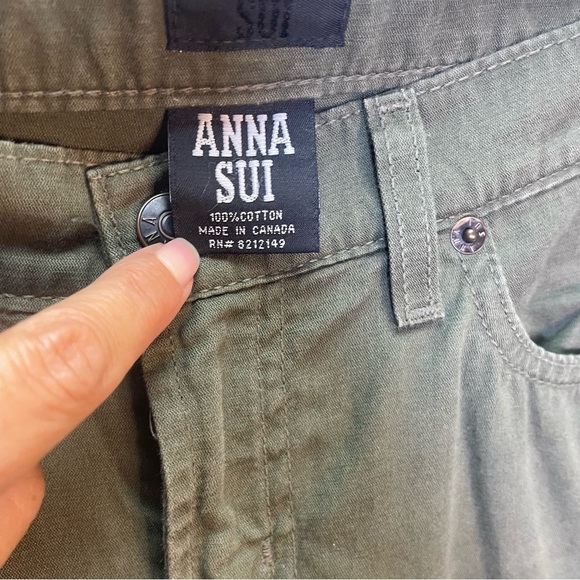 Vintage Anna Sui Utility Y2K Green Cotton Straight Leg Pants - Picture 3 of 6